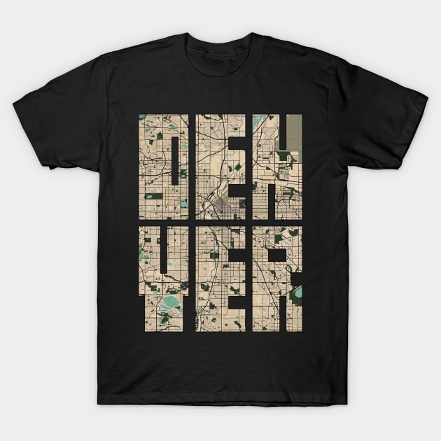 Denver, USA City Map Typography - Vintage T-Shirt by deMAP Studio